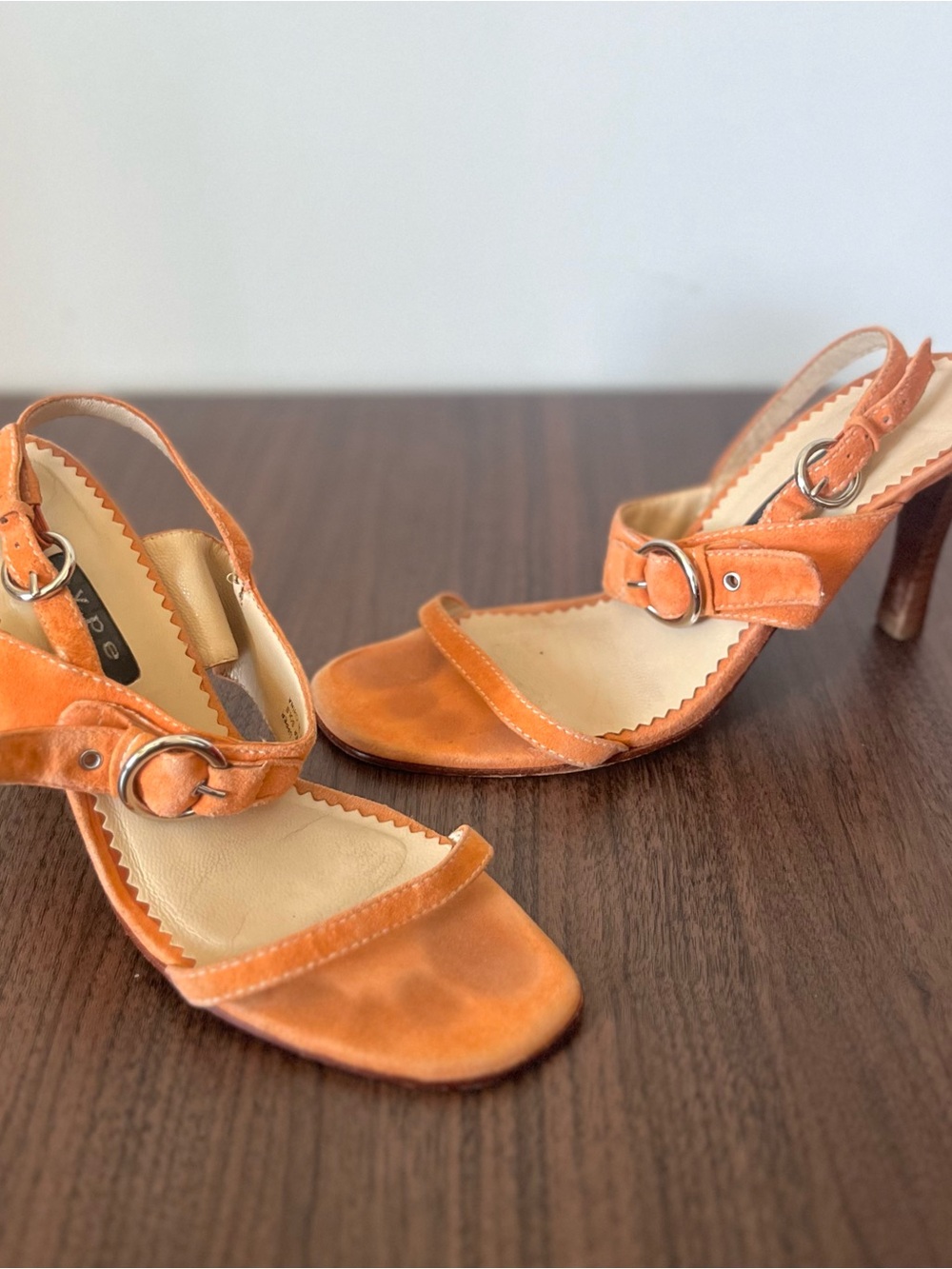 hype orange buckle heels